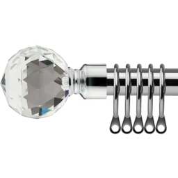 New Edge Blinds 120-210cm Extendable Chrome Cristalla Metal Curtain Pole - Size: 120 - 210cm - Silver - Wilko - thumbnail 1