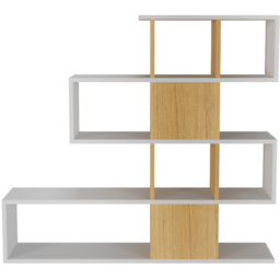 Decorotika Karlin 9 Shelf White and Teak Modern Bookcase - Size: 190 x 120 x 19.5cm - Multi - Wilko - thumbnail 3