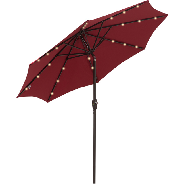 Outsunny Red 24 LED Crank and Tilt Parasol 2.75m - Size: 2.75 x 2.75 x 2.33cm - Wilko - image 1