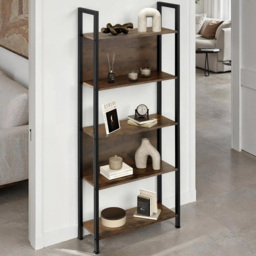 tectake Westport 5 Shelf Industrial Dark Wood Shelving Unit - Brown - Wilko - thumbnail 1