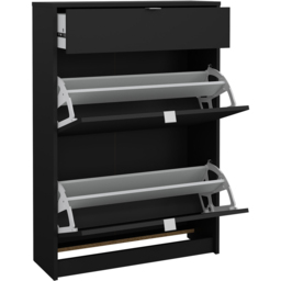 Florence 2 Door Single Drawer Matt Black Shoe Cabinet - Furniture To Go - Wilko - thumbnail 5