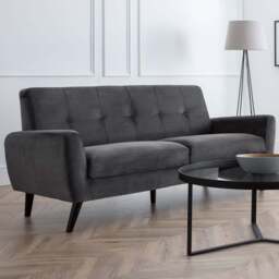 Julian Bowen Monza 3 Seater Dark Grey Velvet Sofa - Wilko - thumbnail 1