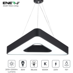 ENER-J Cool White LED 36W 6500K Hollow Triangle Geometric Pendant Light - Size: 80 x 10 x 5cm - ENERJ - Wilko - thumbnail 3
