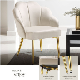 tectake Hellen Set of 6 Cream and Gold Velvet Accent Chairs - Size: Single - Wilko - thumbnail 4