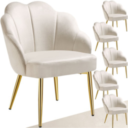 tectake Hellen Set of 6 Cream and Gold Velvet Accent Chairs - Size: Single - Wilko - thumbnail 3