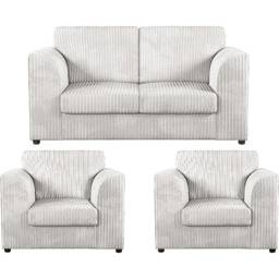 Luxor 4 Seater Silver Jumbo Cord Full Back Sofa Suite - Wilko - thumbnail 3