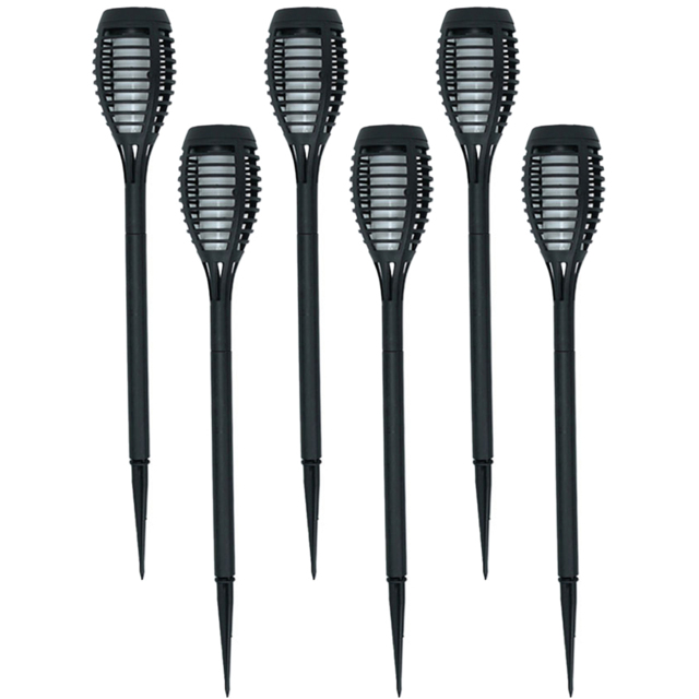 ValueLight Set of 6 Flame Effect Black Outdoor Solar Spike Light - Size: 50 x 7.5 x 7.5cm - ValueLights - Wilko - image 1