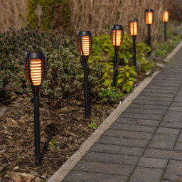 ValueLight Set of 6 Flame Effect Black Outdoor Solar Spike Light - Size: 50 x 7.5 x 7.5cm - ValueLights - Wilko - thumbnail 5