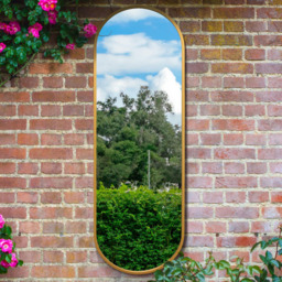 MirrorOutlet The Vultus Gold Metal Double Arched Garden Wall Mirror 180 x 60cm - Size: 180 x 60 x 3cm - Wilko - thumbnail 3