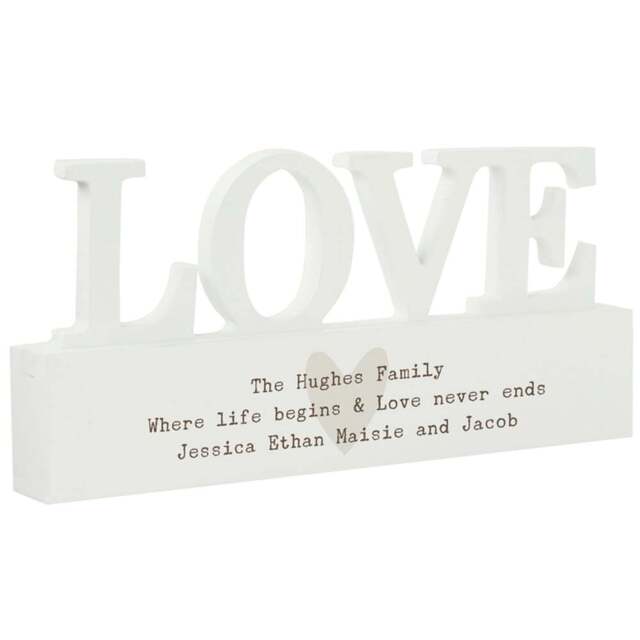 Personalised Memento Personalised Free Text Heart Wooden Love Ornament - Size: 2 x 1 x 0.2cm - White - Wilko - image 1
