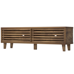 Flexi Storage Erik 2 Door Mango Wood Effect Slatted Wide TV Unit - Size: 45 x 114 x 35cm - Wilko - thumbnail 3