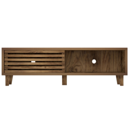Flexi Storage Erik 2 Door Mango Wood Effect Slatted Wide TV Unit - Size: 45 x 114 x 35cm - Wilko - thumbnail 4