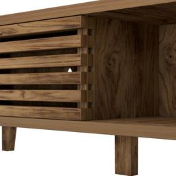 Flexi Storage Erik 2 Door Mango Wood Effect Slatted Wide TV Unit - Size: 45 x 114 x 35cm - Wilko - thumbnail 6