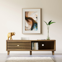 Flexi Storage Erik 2 Door Mango Wood Effect Slatted Wide TV Unit - Size: 45 x 114 x 35cm - Wilko - thumbnail 7
