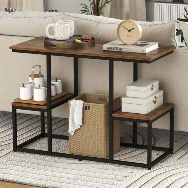 Costway 2 Shelf Rustic Brown Console Table - Size: 118 x 49 x 14cm - Wilko - image 1