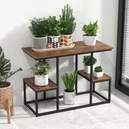 Costway 2 Shelf Rustic Brown Console Table - Size: 118 x 49 x 14cm - Wilko - thumbnail 7