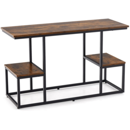 Costway 2 Shelf Rustic Brown Console Table - Size: 118 x 49 x 14cm - Wilko - thumbnail 3