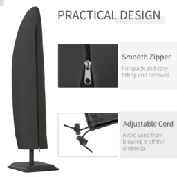 Outsunny Black Parasol Cover - Size: 220 x 56 x 56cm - Wilko - thumbnail 6