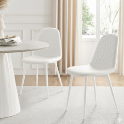 Kosy Koala 4 Seater Faux Leather Wooden Dining Set White - Brown - Wilko - thumbnail 3
