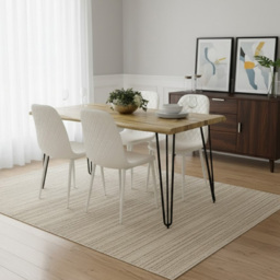 Kosy Koala 4 Seater Faux Leather Wooden Dining Set White - Brown - Wilko - thumbnail 5