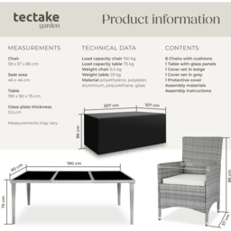 tectake Menorca 8 Seater Rattan Garden Dining Set Light Grey - Wilko - thumbnail 7