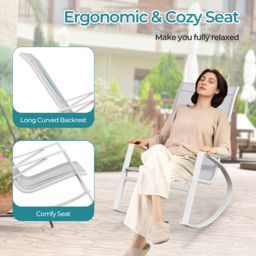 Costway Set of 2 Grey Patio Rocking Chair - Size: 90 x 60 x 40cm - Wilko - thumbnail 6