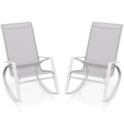 Costway Set of 2 Grey Patio Rocking Chair - Size: 90 x 60 x 40cm - Wilko - thumbnail 3