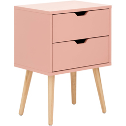 GFW Nyborg 2 Drawer Coral Pink Bedside Table - Wilko - thumbnail 4