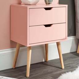 GFW Nyborg 2 Drawer Coral Pink Bedside Table - Wilko