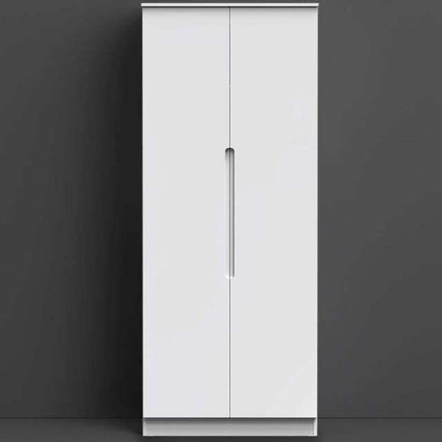 Crowndale Milan 2 Door Gloss White Tall Double Wardrobe - Wilko - image 1