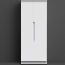 Crowndale Milan 2 Door Gloss White Tall Double Wardrobe - Wilko