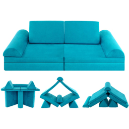 Costway Green Kids Modular Convertible Sofa Playset 6 Piece - Size: 91 x 40 x 39cm - Wilko - thumbnail 4