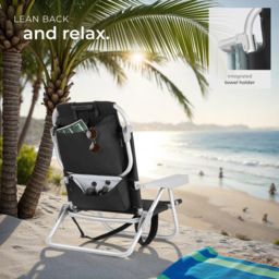tectake Coral Set of 2 Black Foldable Beach Chair with Backpack - Size: 78 x 63 x 101cm - Wilko - thumbnail 7