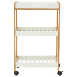 Premier Housewares Nostra 3 Tier Shelf Unit with Wheels - Size: 46 x 35 x 74cm - White - Wilko - thumbnail 3