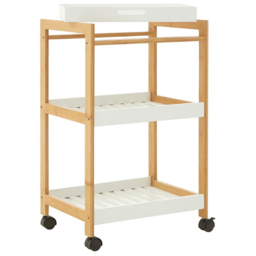 Premier Housewares Nostra 3 Tier Shelf Unit with Wheels - Size: 46 x 35 x 74cm - White - Wilko - thumbnail 1