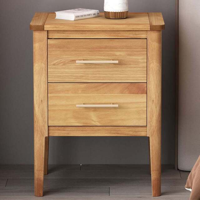 Carbini 2 Drawer Waxed Bedside Table - Brown - Wilko - image 1