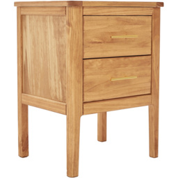 Carbini 2 Drawer Waxed Bedside Table - Brown - Wilko - thumbnail 3