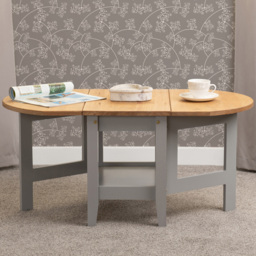 Seconique Santos Single Shelf Drop Leaf Grey Distressed Waxed Pine Coffee Table - Wilko