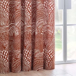 Hoem Nola Chestnut Abstract Eyelet Curtains 117 x 183cm - Size: W 117 x D 183cm - Red - Wilko - thumbnail 4