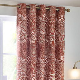 Hoem Nola Chestnut Abstract Eyelet Curtains 117 x 183cm - Size: W 117 x D 183cm - Red - Wilko - thumbnail 3
