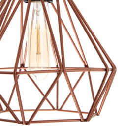 Premier Housewares Bartol Copper Metal Wire Pendant Light - Size: 20 x 20 x 115cm - Brown - Wilko - thumbnail 6