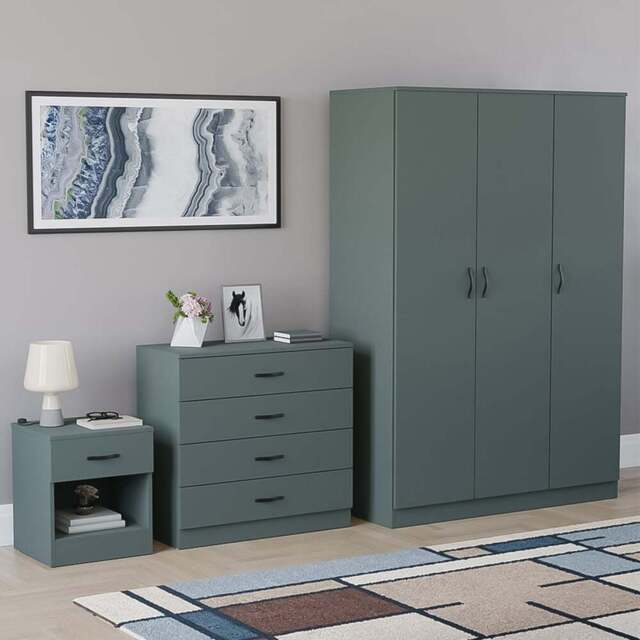 VIDA DESIGNS Riano Green 3 Piece Bedroom Furniture Set - Jasper Green - Wilko - image 1