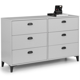 Julian Bowen Lakers 6 Drawer Locker Effect Wide Chest of Drawers - Black - Wilko - thumbnail 4