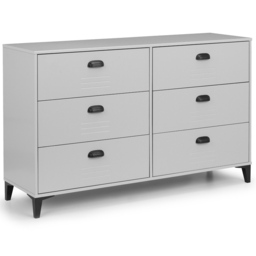 Julian Bowen Lakers 6 Drawer Locker Effect Wide Chest of Drawers - Black - Wilko - thumbnail 3