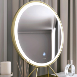 CARME Home Montana 2 Drawer White and Gold Dressing Table Set with LED Mirror - Size: 35 x 50 x 89cm - Wilko - thumbnail 4