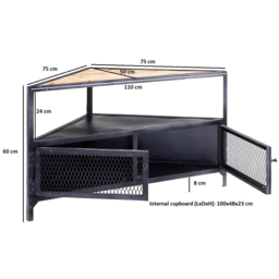 Brooklyn Akos 2 Door Single Shelf Wooden Corner TV Unit - Brown - Wilko - thumbnail 5