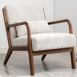 Otis Natural Woven Chenille Chair - Size: Single - Cream - Wilko - thumbnail 1