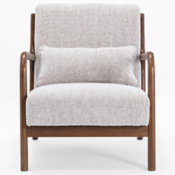 Otis Natural Woven Chenille Chair - Size: Single - Cream - Wilko - thumbnail 3