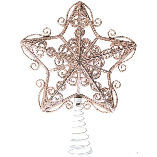 Shatchi Rose Gold Glitter Star Tree Topper - Size: 30 x 20 x 2.5cm - Pink - Wilko - image 1
