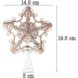 Shatchi Rose Gold Glitter Star Tree Topper - Size: 30 x 20 x 2.5cm - Pink - Wilko - thumbnail 6